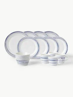 Geschirr-Set Pacific Blue aus Porzellan, 4 Personen (16-tlg.)