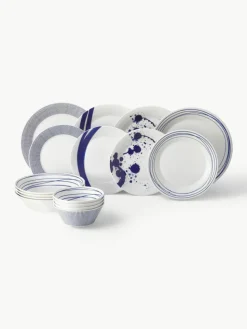 Geschirr-Set Pacific Blue aus Porzellan, 4 Personen (16-tlg.)