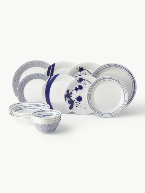 Geschirr-Set Pacific Blue aus Porzellan, 4 Personen (16-tlg.)