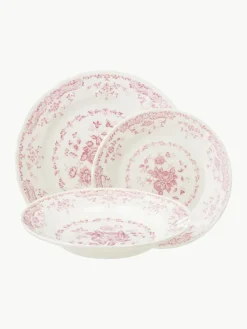Geschirr-Set Rose mit Blumendesign, 6 Personen (18-tlg.)