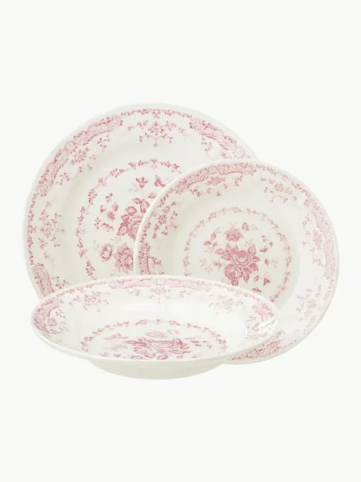 Geschirr-Set Rose mit Blumendesign, 6 Personen (18-tlg.)