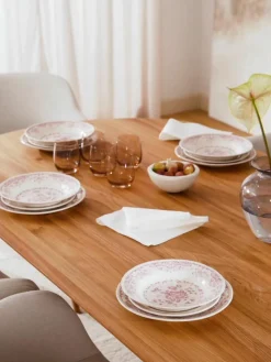 Geschirr-Set Rose mit Blumendesign, 6 Personen (18-tlg.)
