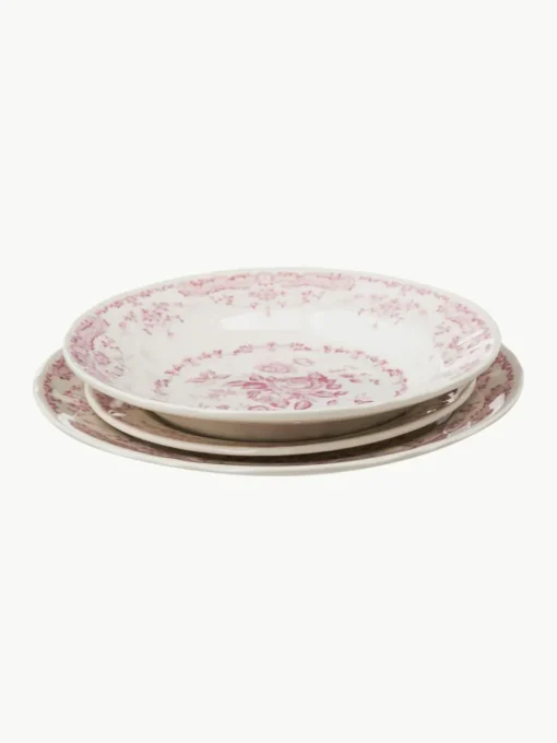 Geschirr-Set Rose mit Blumendesign, 6 Personen (18-tlg.)