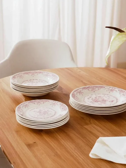 Geschirr-Set Rose mit Blumendesign, 6 Personen (18-tlg.)