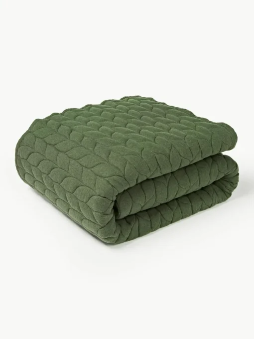 Gesteppte Flanell-Tagesdecke Selby mit Strukturmuster