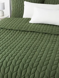 Gesteppte Flanell-Tagesdecke Selby mit Strukturmuster