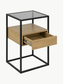 Glas-Nachttisch Randolf mit Schublade