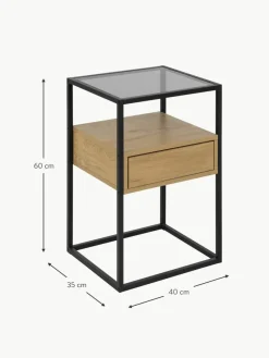 Glas-Nachttisch Randolf mit Schublade