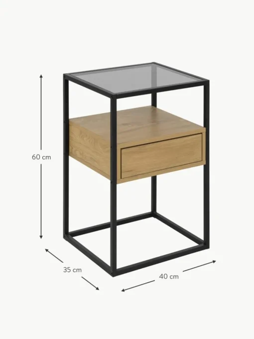 Glas-Nachttisch Randolf mit Schublade