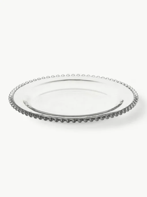Glas-Speiseteller Perles mit Randdekor, 3 Stück