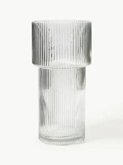 Glas-Vase Lija mit geriffelter Oberfläche, H 30 cm