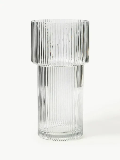 Glas-Vase Lija mit geriffelter Oberfläche, H 30 cm