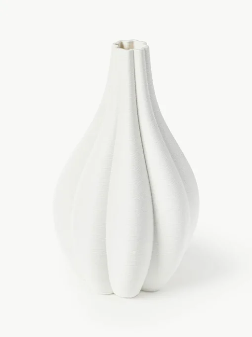 Große 3D gedruckte Vase Melody aus Porzellan, H 40 cm