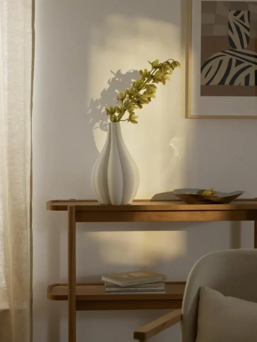 Große 3D gedruckte Vase Melody aus Porzellan, H 40 cm
