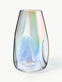 Große mundgeblasene Glas-Vase Rainbow, H 35 cm