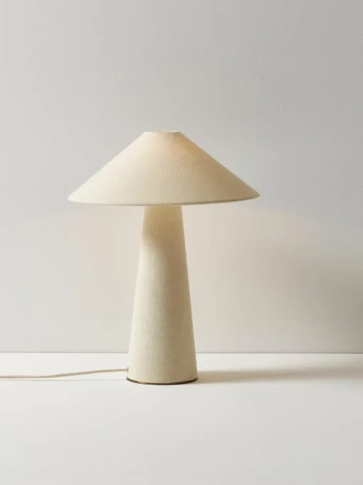 Große Tischlampe Ilena aus Leinen