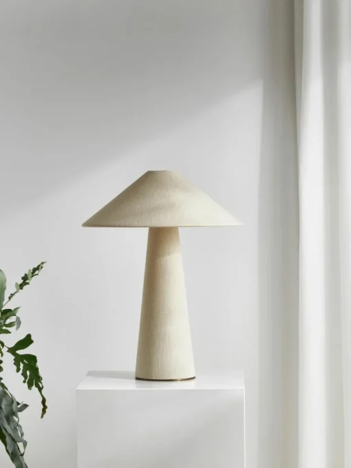 Große Tischlampe Ilena aus Leinen