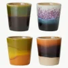 Handbemalte Eierbecher 70's mit reaktiver Glasur, 4er-Set
