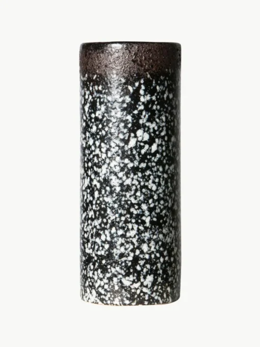 Handbemalte Keramik-Vase 70's mit reaktiver Glasur, H 19 cm