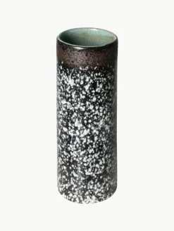 Handbemalte Keramik-Vase 70's mit reaktiver Glasur, H 19 cm