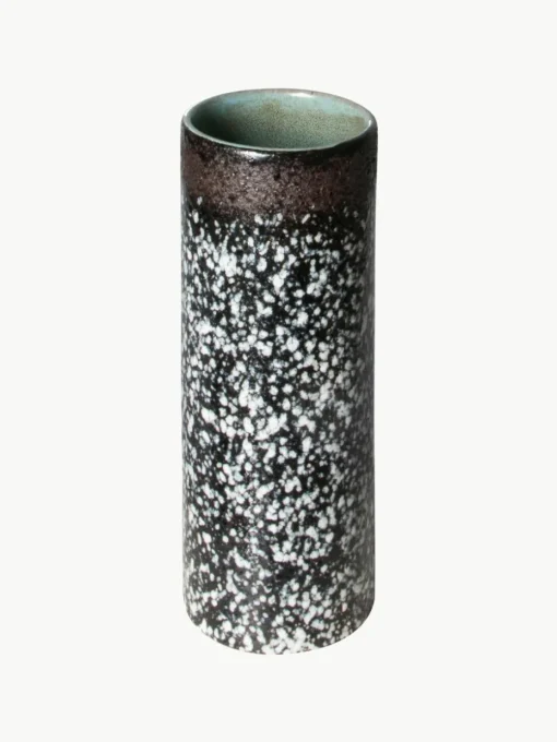 Handbemalte Keramik-Vase 70's mit reaktiver Glasur, H 19 cm