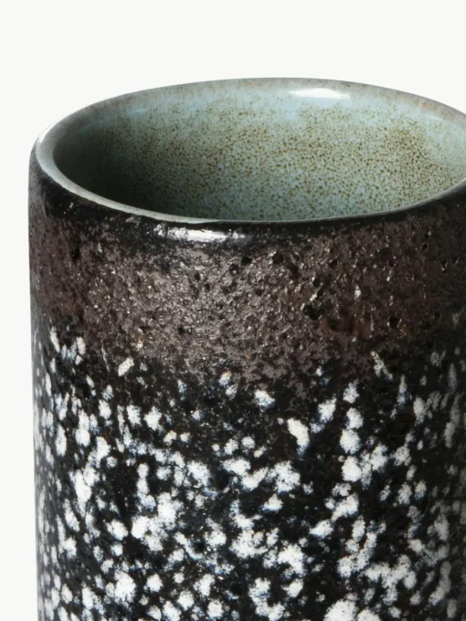 Handbemalte Keramik-Vase 70's mit reaktiver Glasur, H 19 cm