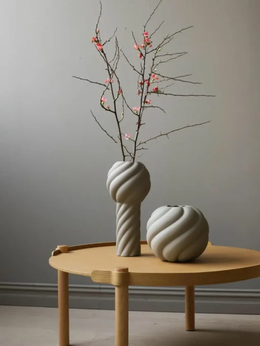 Handbemalte Keramik-Vase Twist Pillar, H 34 cm