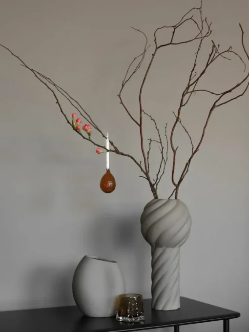 Handbemalte Keramik-Vase Twist Pillar, H 34 cm