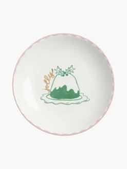 Handbemalte Kuchenteller Bliss mit weihnachtlichem Design, 4er-Set