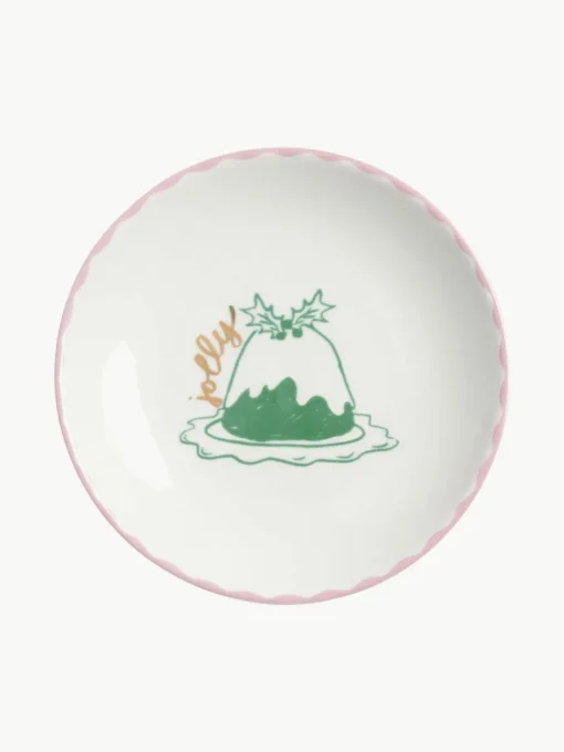 Handbemalte Kuchenteller Bliss mit weihnachtlichem Design, 4er-Set