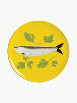 Handbemalte Kuchenteller De La Mer aus Dolomit, 4er-Set