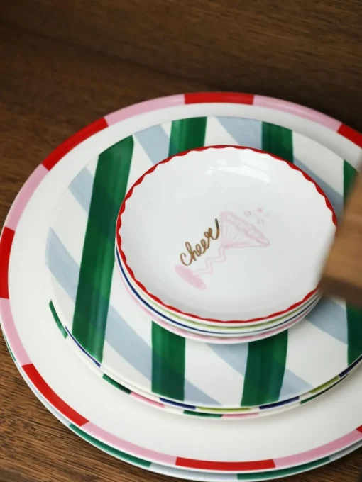 Handbemalte Kuchenteller Bliss mit weihnachtlichem Design, 4er-Set