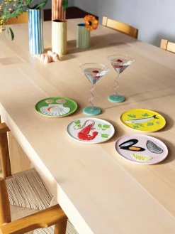 Handbemalte Kuchenteller De La Mer aus Dolomit, 4er-Set