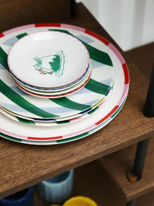 Handbemalte Kuchenteller Bliss mit weihnachtlichem Design, 4er-Set