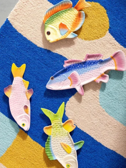 Handbemalte Servierplatte Fish aus Dolomit
