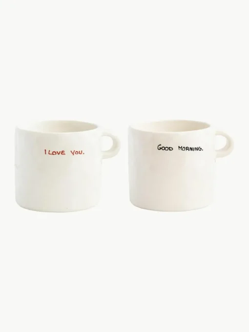 Handbemalte Tassen Perfect Morning, 2er-Set