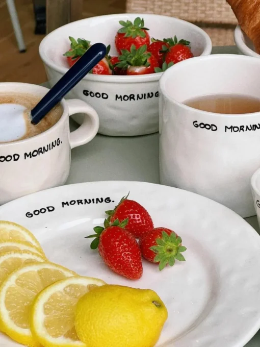 Handbemalte Tassen Perfect Morning, 2er-Set