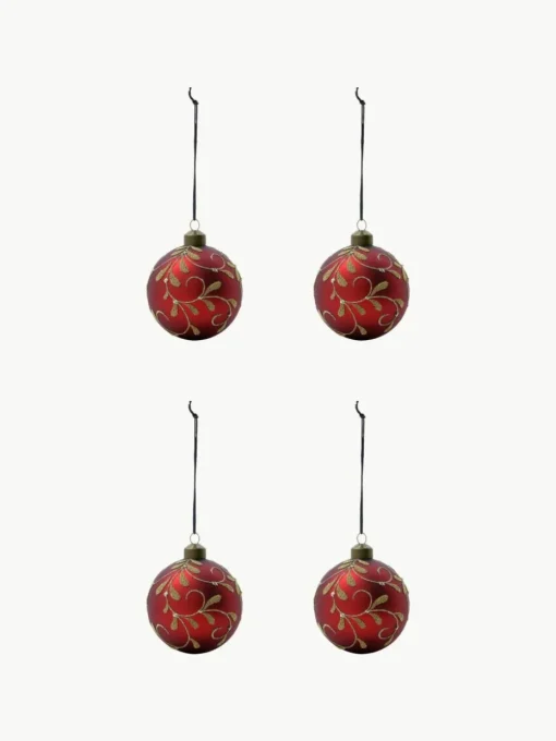 Handbemalte Weihnachtskugeln Flori, 4 Stück