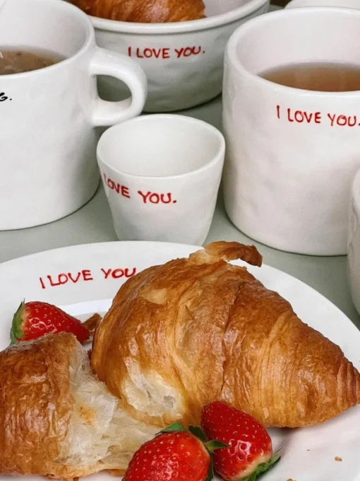 Handbemalter Frühstücksteller I Love You