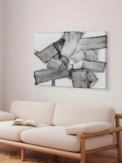 Handbemalter Leinwanddruck Dark Abstract