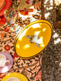 Handbemaltes Dekotablett Fauna mit Bienen-Motiv