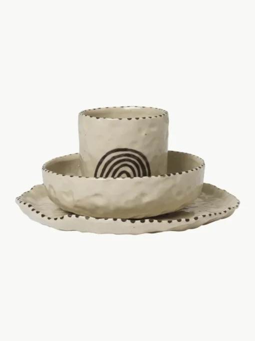 Handbemaltes Kindergeschirrset Naive, 3-tlg.