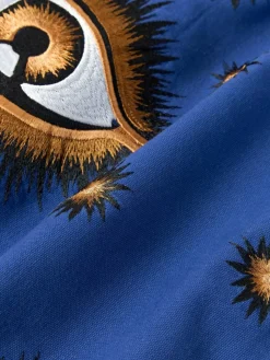 Handbestickte Baumwoll-Kissenhülle Eye