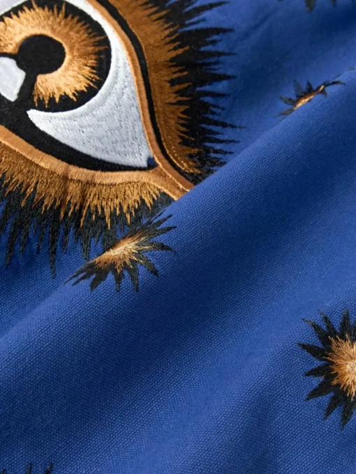 Handbestickte Baumwoll-Kissenhülle Eye