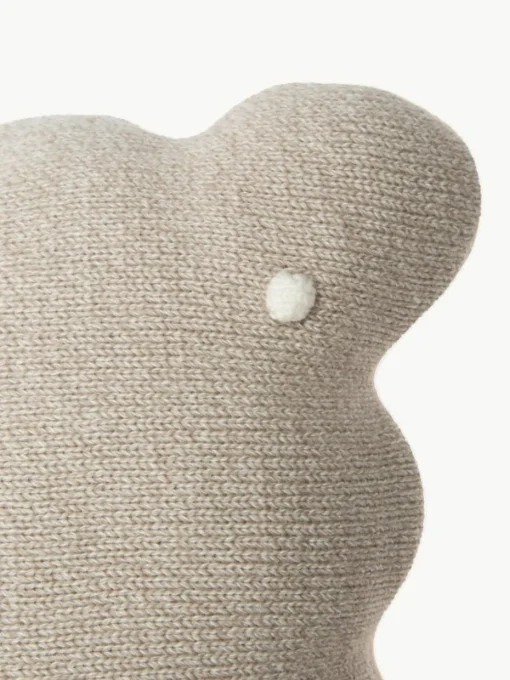 Handbesticktes Baumwoll-Kuschelkissen Biscuit