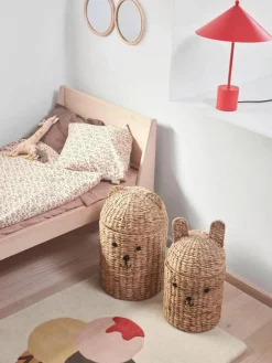 Handgefertigte Aufbewahrungskörbe Bear & Rabbit mit Deckel, 2er-Set