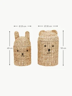 Handgefertigte Aufbewahrungskörbe Bear & Rabbit mit Deckel, 2er-Set