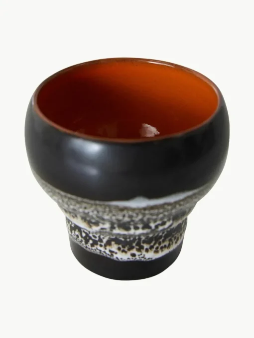 Handgefertigte Becher 70's aus Steinzeug, 2er-Set