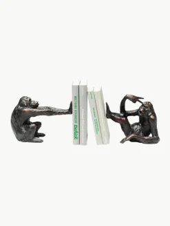 Handgefertigte Buchstützen Monkey Kare, 2er-Set