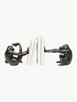 Handgefertigte Buchstützen Monkey Kare, 2er-Set